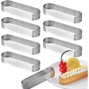 8Pcs Oval Tartlet Molds French Dessert Mousse Fruit Pie Tart Ring Quiche Cake Mold, Stainless Steel Tart Mousse Ring