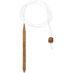 HARFINGTON Bamboo Tunisian Circular Crochet Hook 8mm (US L/11) Afghan Wood Knitting Hook Needles with Cable and Bead End for Weave Crocheting Craft Yarn