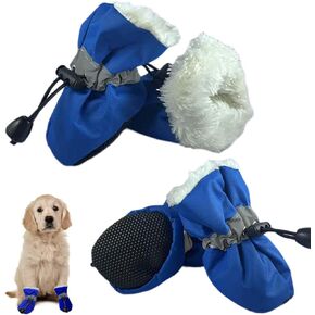 Dog Boots Dog Snow Boots for Winter, Dog Winter Boots Dogs with Anti-Slip Sole and Plush,Boots & Paw Protecto with Reflective Straps for Small Medium Dogs 4PCS