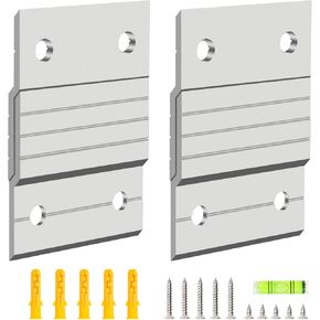 2 Pairs 2&4&6&12in French Cleat Picture Hanger, Luxiv Metal Mounting Bracket for Photo Frames Aluminum Z Hanger, Wall Mount Cleat Z Bar Hanging Picture Ledges with Screw, Level Tool (12inches)