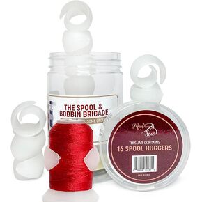 Madam Sew Semi Clear Thread Spool Huggers - 16 Silicone Thread Wrap Peels for Home Sewing, Quilting and Embroidery Thread Storage Stop Thread Tails from Unwinding, Keep Tension on Thread Spools