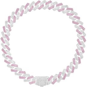 Dog Chain Collar Glitter Diamond Cuban Collar Walking Metal Chain Collar with Design Secure Buckle Pet Metal Link Chain Jewelry Accessories for Small Medium Large Dogs Cats