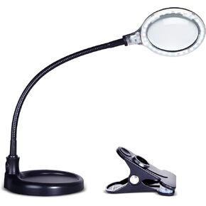 Brightech LightView Pro Flex 2 in 1 Magnifying Desk Lamp, 2.25x Light Magnifier, Adjustable Magnifying Glass with Light for Crafts, Reading, Close Work