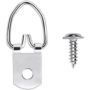 D Ring Picture Hangers with Screws, Small D Hooks for Hanging Frames, Mirrors, Canvas Art, Signs and Paintings (20 Pack)