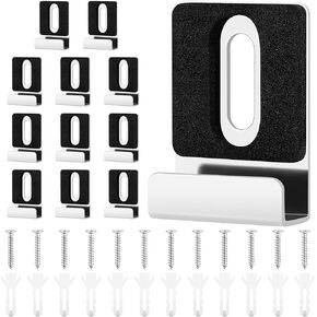 12 Packs Metal Mirror Holder Clips, Steel Heavy Duty Frameless Mirror Mounting with Screws for Mirrors and Billboard (Silver)