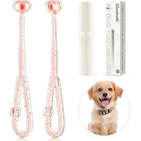 3-Sided Dog Toothbrush, Pet Toothbrushes, Pet Dental Care Oral Hygiene, Ultra Soft Nano Bristles for Your Pet's Sensitive Teeth and Gums, for All Dogs, 2-Pack