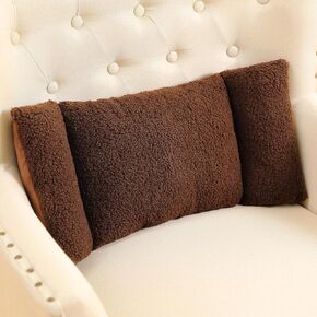 Queekay Fleece Lumbar Support Pillow 3 Section Back Pillow Office Chair Pillow for Back Support Comfortable Lumbar Support Cushion for Car Seat Low Back Pain Relief Sofa Rest (Light Camel)