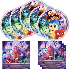 Inside Out Party Supplies, 20 Plates and 20 Napkin, for Inside Out Theme Party Decorations