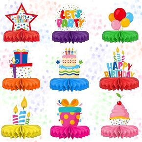 Happy Birthday Honeycomb Centerpieces Colorful Birthday Honeycomb Ball Decorations Set Kids Birthday Party Baby Shower Table Centerpieces Decoration