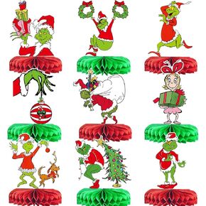 Whoville Christmas Decorations Christmas Honeycomb Centerpieces Holiday Party Decorations for Christmas Party Table Decorations Funny Christmas Party Decorations Christmas Party Supplies