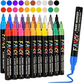 Emooqi Paint Pens, Paint Markers 20 Pack Oil-Based Painting Pen Set for Rocks Painting Wood Plastic Canvas Glass Mugs DIY Craft