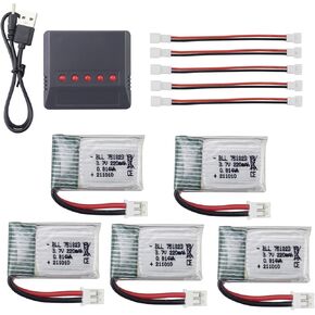 5PCS 3.7V 220mAh Li-Po Battery with 5 in 1 Charger for E010 E010C E011 E011C E013 GoolRC T36 NINHUI NH010 F36 H36 HS210 SANROCK GD65A ATOYX AT-66 RC Droen