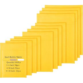 50 Pcs Kraft Bubble Mailers 3 Size Padded Envelopes Kraft Poly Mailers Bubble Lined Shipping Envelopes Mail Shipping Bags for CDs Book Business Supplies (Natural)