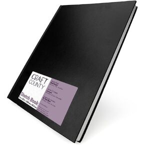Craft County 9" x 12" Dry Media Sketchbook – Hard Bound Sketchbooks Holding 80 Sheets of Premium 75 lb. (110 GSM) Paper