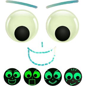 2 Pcs 6 Inch Self-Adhesive Glow in The Dark Googly Wiggle Eyes, Giant Luminous Googly Eyes with 30 Pcs Reflective Stickers for DIY Crafts and Home Decorations
