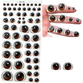 5-M: 29 Pairs coffe 3D Resin Eyes (Various Sizes in One Blister), Adhesive/Self-Adhesive for Crafts – Ideal for Clay, Polymer, EVA, Cold Porcelain, Felt, Plaster, Paper, Fantasy Eyes, Ceramics & Morer