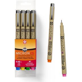 SAKURA Pigma Micron Fineliner Pens - Archival Black and Colored Ink Pens - Pens for Writing, Drawing, or Journaling - Black and Colored Ink - 05 Point Size - 16 Pack