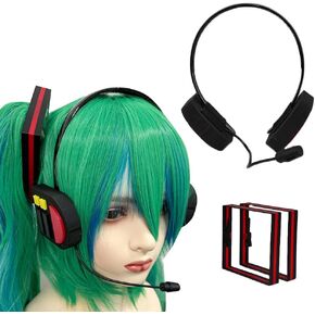 JCvCX 3D Printed Animation Character Miku Cosplay Headwear Hairclips Nonfunctional Headphones Future Costume Props Headwear Earphone for Halloween Comic Convention