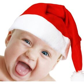 Children's Santa Hats, 2 Plush Velvet Red Santa Hat Sets. Mini Santa Hats for Plants Boys and girls are usually suitable for Christmas parties, New Year parties, party supplies