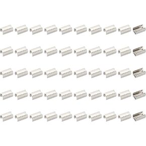 PATIKIL 8 x 4 mm End Fasteners Crimp, 100Pcs Metal Fold Over End Caps, Silver