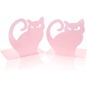 Cute Vivid Lovely Persian Cat Nonskid Thickening Iron Metal Bookends Book Organizer for Library School Office Home Study Desk Organizer (Blue)