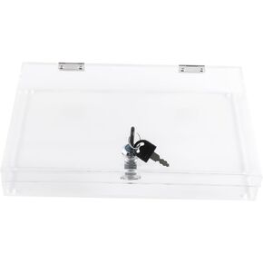 CiaoHER Acrylic Locking Display Box with Two Keys, Clear Countertop Rectangular Transparent Tray (18x12x4 inches)