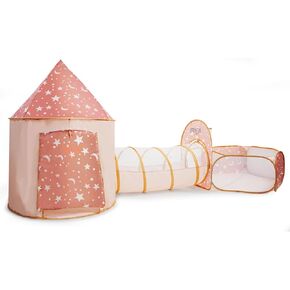 3 in 1 Kids Play Tent with Tunnel, Pop Up Play Tent with Ball Pits for Toddlers and Playhouse Kids Indoor & Outdoor, Perfect Kid’s Gifts