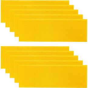 Beehive Waxed Coated Foundation Sheet,5-5/8-Inch Medium Beeswax Foundation Sheets,10 Pcs Plastic Bee Hive Foundation Sheet,Beehive Foundation Sheet Fit Medium Frame Beekeeping Supply