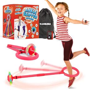 Skip It with Counter for Kids - Longer Foam Padding | Skip It Toy with Mesh Bag for Storage | Ankle Skip Ball for Kids | Foldable Colorful Flash Wheel | 5 6 7 8 9 Year Old Girl Gifts