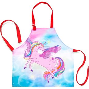 Fiodrimy Aprons for Kids, Kids Art Apron Girls Boys Painting Apron with Pockets Adjustable for Cooking Baking Kitchen