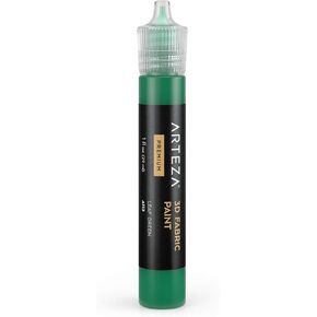 Arteza 3D Fabric Paint, Leaf Green A113, 1oz Tube, Washer & Dryer Safe Textile Paint for Clothing, Accessories, Ceramic, Glass & DIY Projects