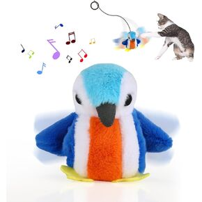 Flapping Bird Cat Toys for Indoor Cats (No Flying), Lifelike Bird Chirp, Rechargeable Touch Activated Kitten Toy, Interactive Catnip Kicker Exercise Toys 4.0" for All Breeds