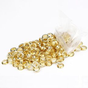 300PCS Eyelets Grommets with Washers,0.23in Eyelet for DIY Craft,for Scrapbooking Shoes Clothes Leather Canvas,Grommets for Fabric,Small Grommets(Gold)