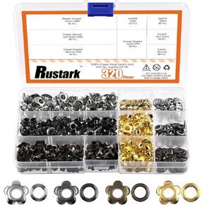 Rustark 200Pcs 5mm Bronze Flower Eyelet Grommets Assortment Kit Floral Metal Eyelets Grommets Flower Shaped Craft Eyelets Findings for Shoes Clothes Leather DIY Craft