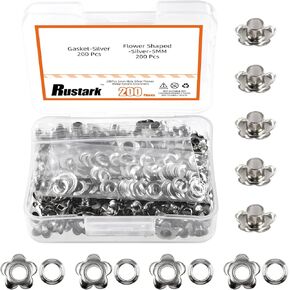 Rustark 200Pcs 5mm Bronze Flower Eyelet Grommets Assortment Kit Floral Metal Eyelets Grommets Flower Shaped Craft Eyelets Findings for Shoes Clothes Leather DIY Craft
