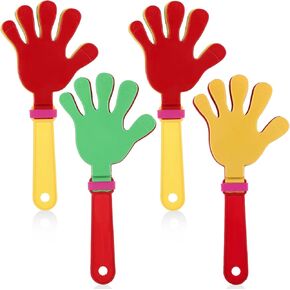 4 Pcs 9.5 Inch Hand Clappers Noisemakers, Colorful Hand Clappers Bulk Plastic Noise Makers for Football Sporting Events Cheers Birthday Celebrations Supplies