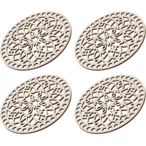 MECCANIXITY Crochet Basket Base 5.5 Inch Circle Wooden Crochet Bag Bottom Unfinished Wood for DIY Craft Basket Crochet, Bag Weaving Knitting Bases Pack of 4