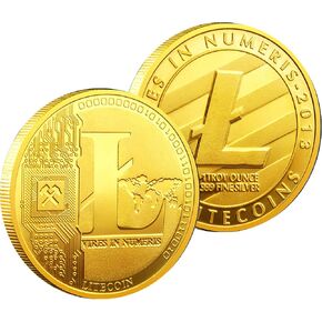 قطعة واحدة من عملة Litecoin الذهبية التذكارية المطلية بالذهب LITE Coin إصدار محدود من العملات القابلة للجمع مع حافظة واقية