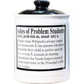 Teacher Gifts, Ashes of Problem Students Ceramic Decorative Jar with Lid, for Women, Men, Unique White Elephant Gifts for Adults - Home Decor, Candy Dish, Savings Box, Desk Accessory