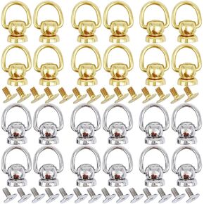 30Pcs Brass Rivet Button Ball Studs Rivets D Ring 360 Rotatable for DIY Leather Collar Belt Handbag Shoes Case Motorcycle Jeans Brass Rivets ect