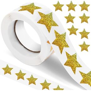 500 Pcs Gold Star Stickers Gold Foil Star Stickers 1 Inch Holographic Gold Star Stickers Five-Star Stickers for Reward Chart Sparkly Star Sticker for Kids Teachers Parents DIY Crafts