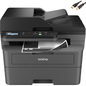 Brother DCP-L26 Series Wireless Monochrome 3-in-1 Laser Printer, 36 ppm in Black, 250 Sheets, Mobile Printing, Automatic Two-Sided Printing, Refresh Subscription Trial, Gray, with MTC Printer Cable