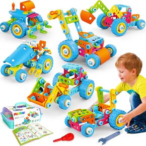 MOONTOY STEM Toys for 3 4 5 6 7 8+ Year Old Boy Christmas Birthday Gift, Toddler 3-5 Block Stem Kits Building Toys for Kids Ages 4-8 5-7 6-8 4-6 8-12 Erector Set Educational Creative Activities 118pcs