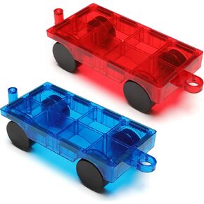 Gemmicc 2 PCS Magnetic Car Set,Magnet Construction Vehicle,Magnet Car Truck Compatible with Magnetic Tiles,STEM Educational Toys for Boys and Girls