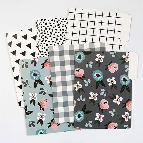 Cute File Folders, Set of 12 3-Tab Letter Size Decorative File Folders Boho Colored Manilla 8.5 x 11 Filing – Pretty Designer Home Office School Supplies (Blossom) in Kuwait
