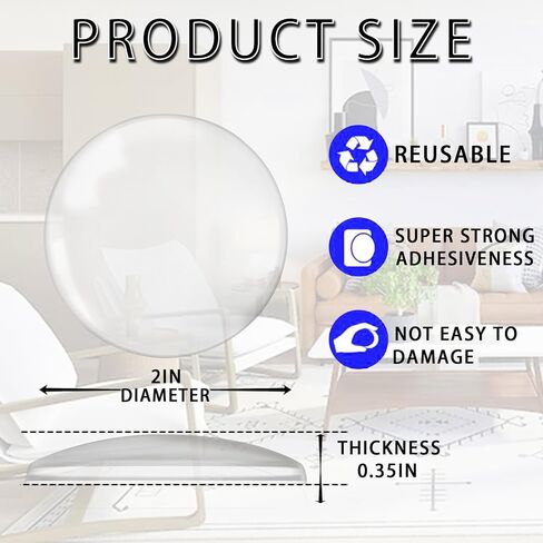16 Pcs Door Knob Wall Protector 2" Set, Round Clear Rubber Door Stop, Washable & Reusable Wall Protectors, Durable, Shock Absorbent, Silencer, Self Adhesive (16 Pieces) in Kuwait