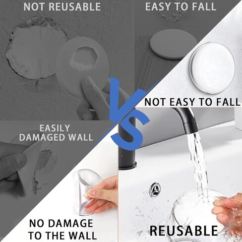 16 Pcs Door Knob Wall Protector 2" Set, Round Clear Rubber Door Stop, Washable & Reusable Wall Protectors, Durable, Shock Absorbent, Silencer, Self Adhesive (16 Pieces) in Kuwait