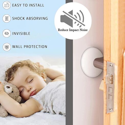 16 Pcs Door Knob Wall Protector 2" Set, Round Clear Rubber Door Stop, Washable & Reusable Wall Protectors, Durable, Shock Absorbent, Silencer, Self Adhesive (16 Pieces) in Kuwait