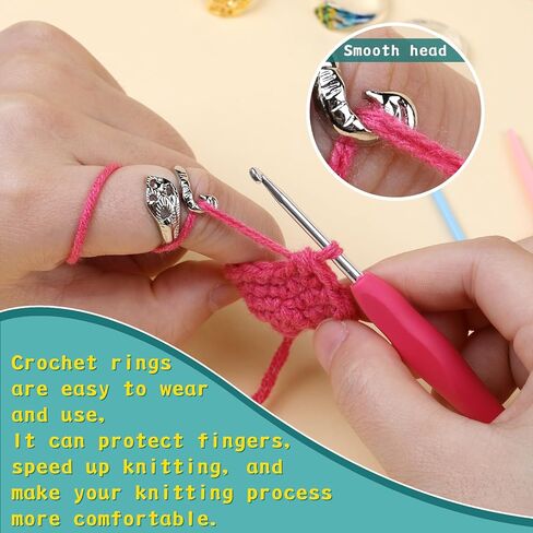 Yizzvb حلقة دائرة مفتوحة قابلة للتعديل، 6 قطع حلقة كروشيه، فضي، ذهبي، طاووس لخياطة اللحف in Kuwait