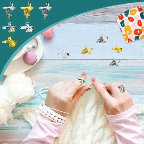 Yizzvb حلقة دائرة مفتوحة قابلة للتعديل، 6 قطع حلقة كروشيه، فضي، ذهبي، طاووس لخياطة اللحف in Kuwait